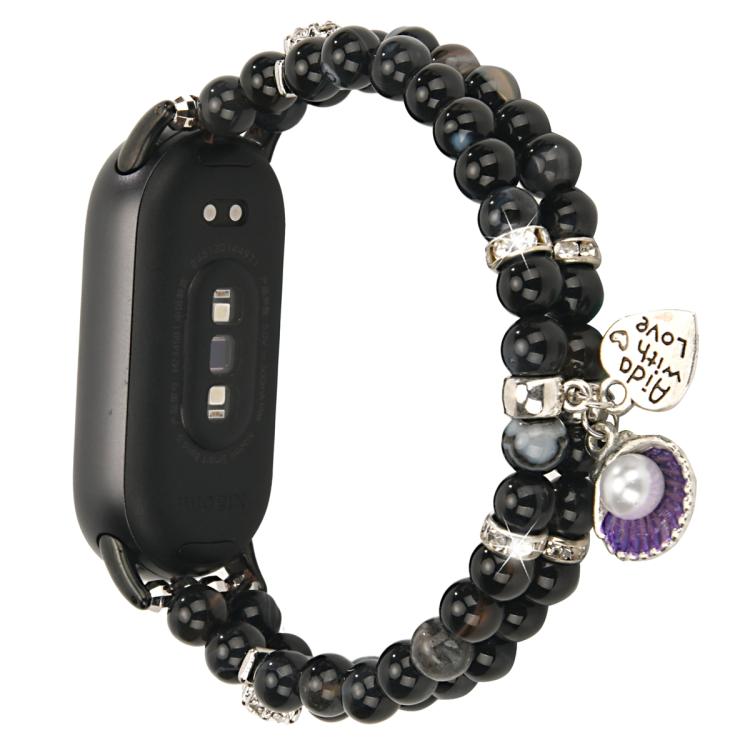 For Xiaomi Smart Band 10 / 9 / 8 Dual Row Beaded Chain Watch Band(Black) - Mega Discount Store LebanonLebanon
