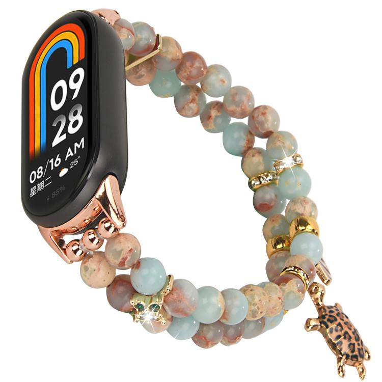 For Xiaomi Smart Band 10 / 9 / 8 Dual Row Beaded Chain Watch Band(Ocean Blue) - Mega Discount Store LebanonLebanon