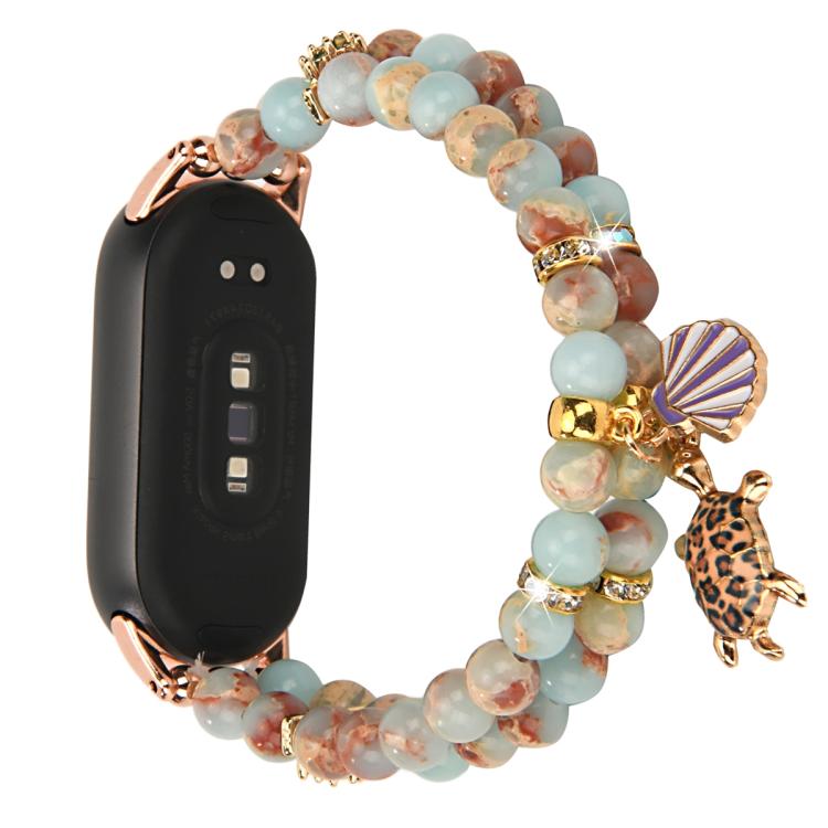 For Xiaomi Smart Band 10 / 9 / 8 Dual Row Beaded Chain Watch Band(Ocean Blue) - Mega Discount Store LebanonLebanon