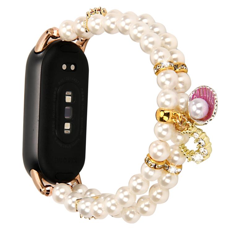 For Xiaomi Smart Band 10 / 9 / 8 Dual Row Beaded Chain Watch Band(Pearl White) - Mega Discount Store LebanonLebanon