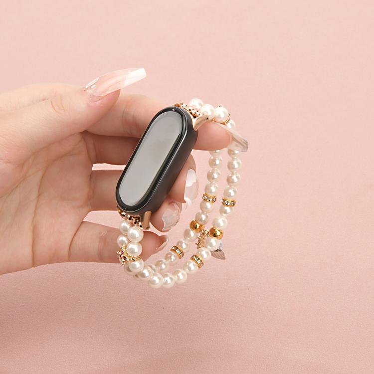 For Xiaomi Smart Band 10 / 9 / 8 Dual Row Beaded Chain Watch Band(Pearl White) - Mega Discount Store LebanonLebanon