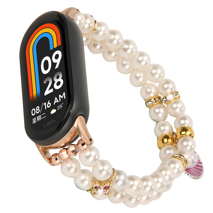 For Xiaomi Smart Band 10 / 9 / 8 Dual Row Beaded Chain Watch Band(Pearl White) - Mega Discount Store LebanonLebanon
