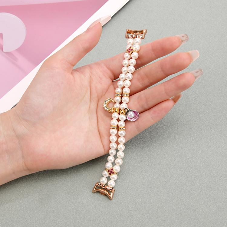 For Xiaomi Smart Band 10 / 9 / 8 Dual Row Beaded Chain Watch Band(Pearl White) - Mega Discount Store LebanonLebanon
