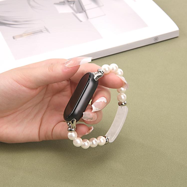 For Xiaomi Smart Band 10 / 9 / 8 Large Beaded Bracelet Watch Band(White Beads) - Mega Discount Store LebanonLebanon