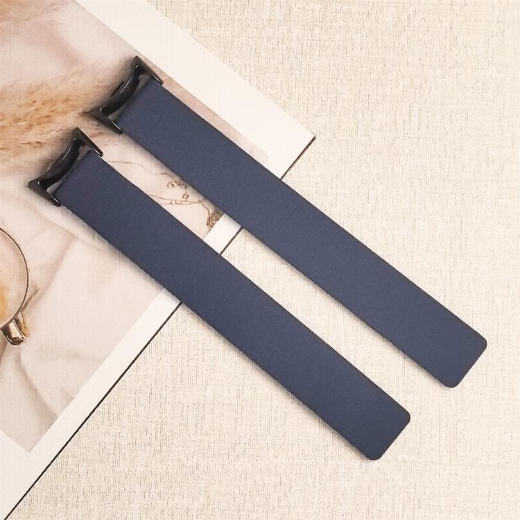 For Xiaomi Smart Band 10 / 9 / 8 Lychee Texture Soft Magnetic Silicone Watch Strap(Dark Blue) - Mega Discount Store LebanonLebanon