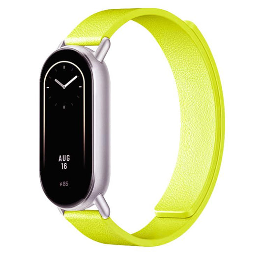 For Xiaomi Smart Band 10 / 9 / 8 Lychee Texture Soft Magnetic Silicone Watch Strap(Fluorescent Green) - Mega Discount Store LebanonLebanon