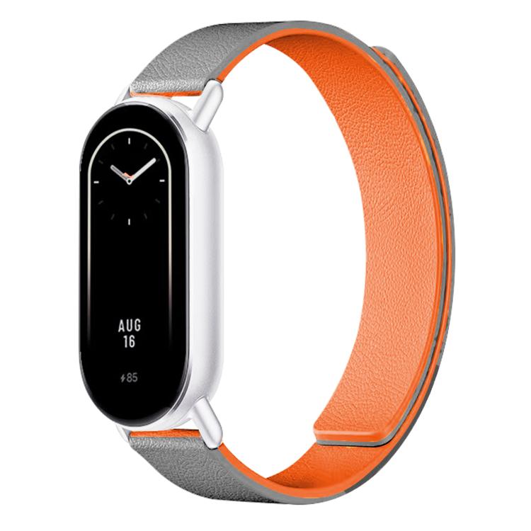 For Xiaomi Smart Band 10 / 9 / 8 Lychee Texture Soft Magnetic Silicone Watch Strap(Gray Orange) - Mega Discount Store LebanonLebanon