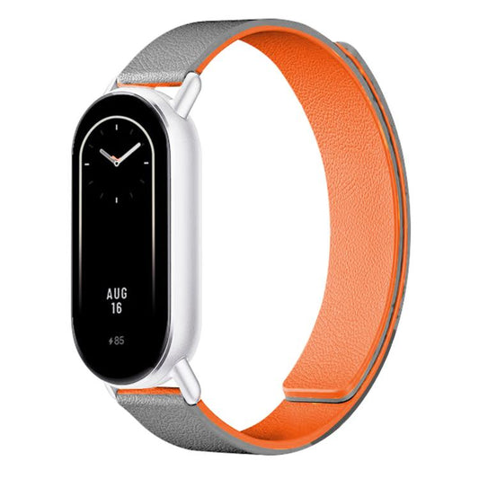 For Xiaomi Smart Band 10 / 9 / 8 Lychee Texture Soft Magnetic Silicone Watch Strap(Gray Orange) - Mega Discount Store LebanonLebanon