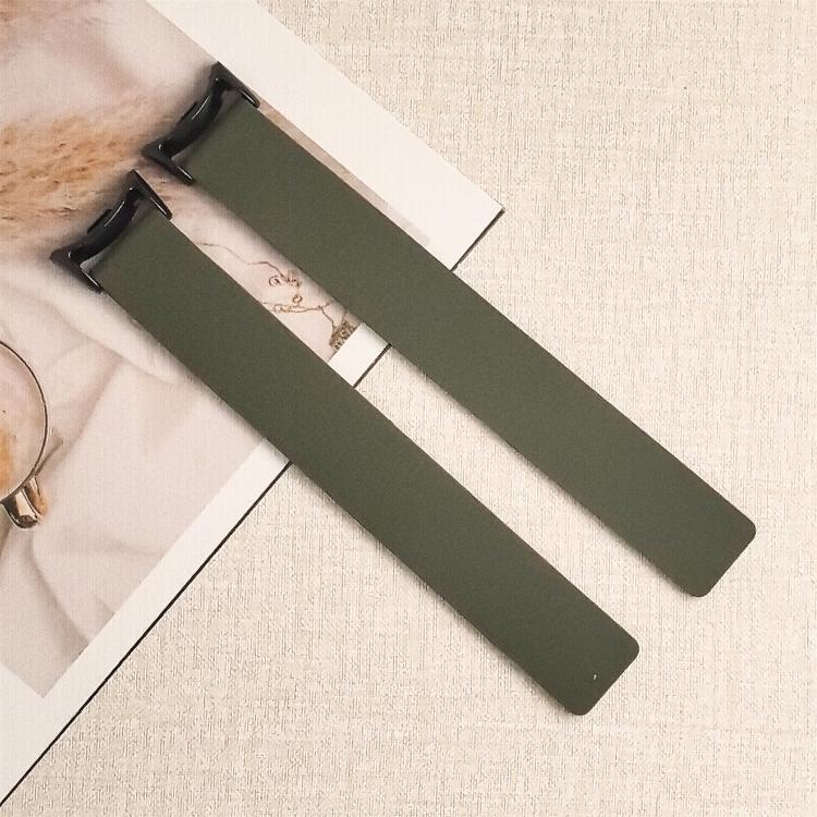 For Xiaomi Smart Band 10 / 9 / 8 Lychee Texture Soft Magnetic Silicone Watch Strap(Green Black) - Mega Discount Store LebanonLebanon