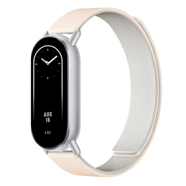 For Xiaomi Smart Band 10 / 9 / 8 Lychee Texture Soft Magnetic Silicone Watch Strap(Milk Tea White) - Mega Discount Store LebanonLebanon