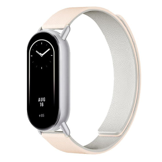 For Xiaomi Smart Band 10 / 9 / 8 Lychee Texture Soft Magnetic Silicone Watch Strap(Milk Tea White) - Mega Discount Store LebanonLebanon