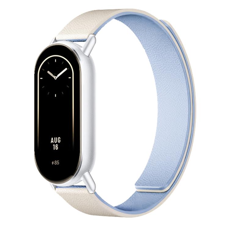 For Xiaomi Smart Band 10 / 9 / 8 Lychee Texture Soft Magnetic Silicone Watch Strap(White Blue) - Mega Discount Store LebanonLebanon