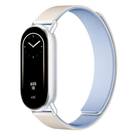 For Xiaomi Smart Band 10 / 9 / 8 Lychee Texture Soft Magnetic Silicone Watch Strap(White Blue) - Mega Discount Store LebanonLebanon