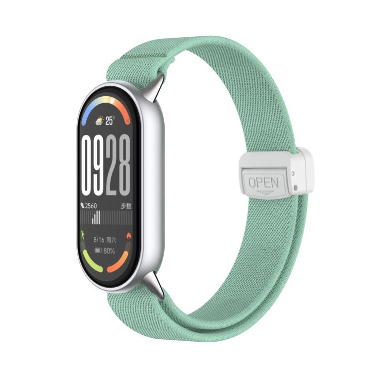 For Xiaomi Smart Band 10 / 9 / 8 Metal Head Magnetic Plastic Buckle Elastic Nylon Watch Band(Aqua) - Mega Discount Store LebanonLebanon