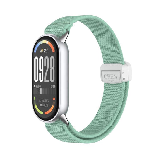 For Xiaomi Smart Band 10 / 9 / 8 Metal Head Magnetic Plastic Buckle Elastic Nylon Watch Band(Aqua) - Mega Discount Store LebanonLebanon