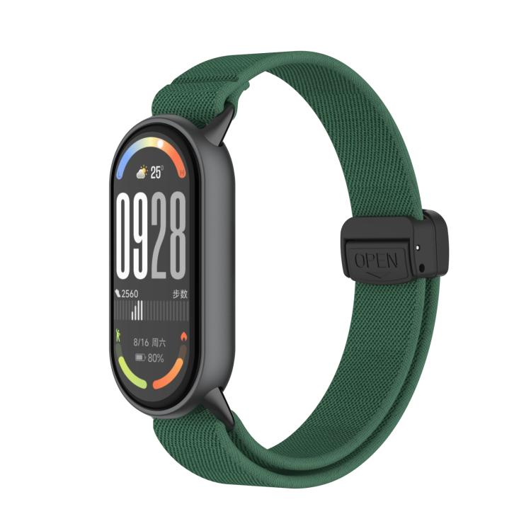 For Xiaomi Smart Band 10 / 9 / 8 Metal Head Magnetic Plastic Buckle Elastic Nylon Watch Band(Army Green) - Mega Discount Store LebanonLebanon