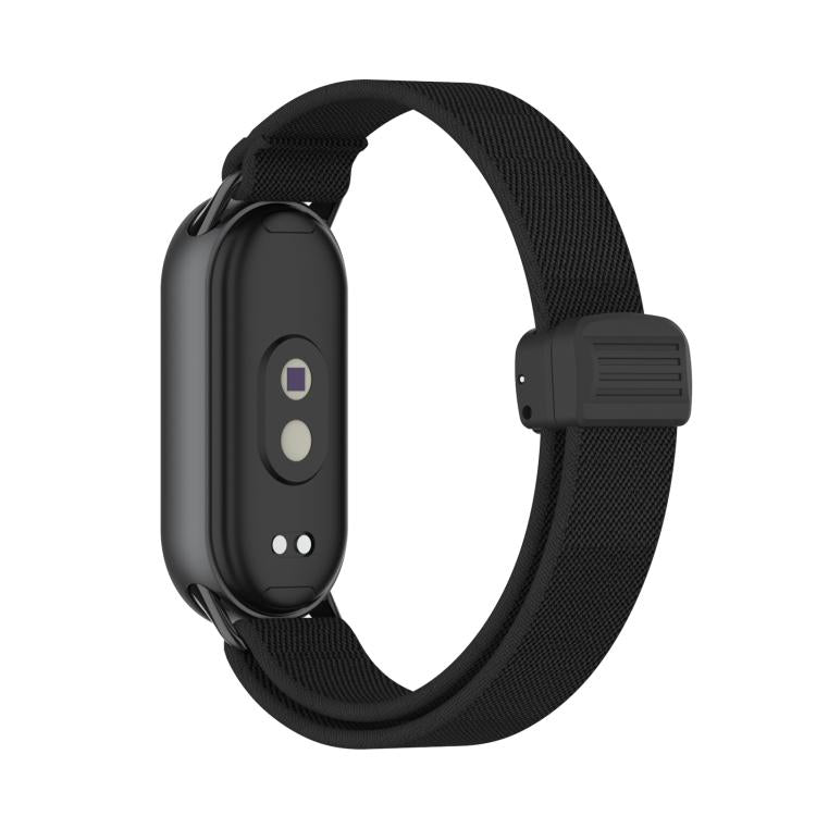 For Xiaomi Smart Band 10 / 9 / 8 Metal Head Magnetic Plastic Buckle Elastic Nylon Watch Band(Black) - Mega Discount Store LebanonLebanon