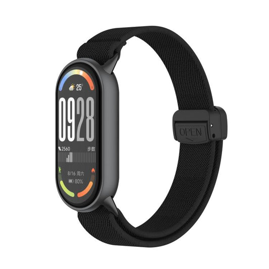 For Xiaomi Smart Band 10 / 9 / 8 Metal Head Magnetic Plastic Buckle Elastic Nylon Watch Band(Black) - Mega Discount Store LebanonLebanon
