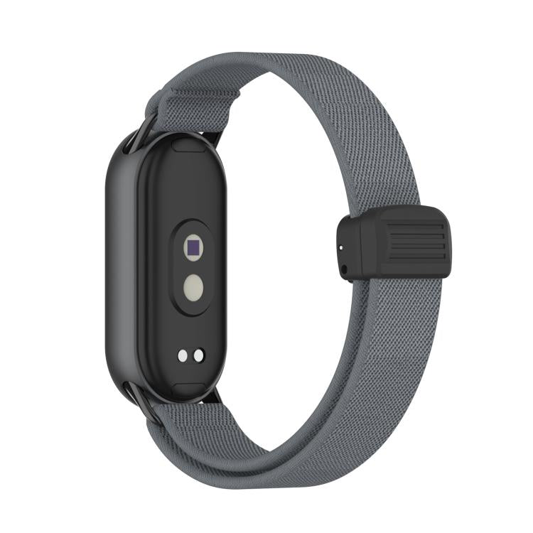 For Xiaomi Smart Band 10 / 9 / 8 Metal Head Magnetic Plastic Buckle Elastic Nylon Watch Band(Charcoal) - Mega Discount Store LebanonLebanon
