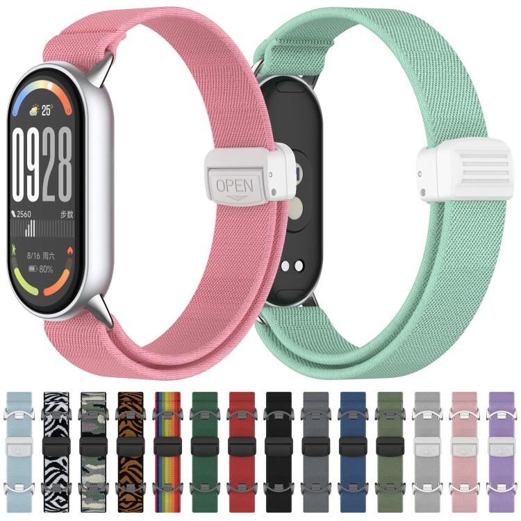 For Xiaomi Smart Band 10 / 9 / 8 Metal Head Magnetic Plastic Buckle Elastic Nylon Watch Band(Charcoal) - Mega Discount Store LebanonLebanon