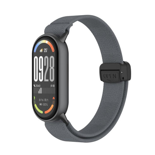 For Xiaomi Smart Band 10 / 9 / 8 Metal Head Magnetic Plastic Buckle Elastic Nylon Watch Band(Charcoal) - Mega Discount Store LebanonLebanon