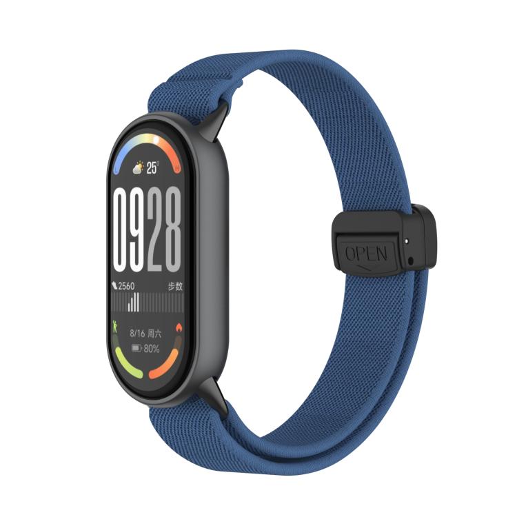 For Xiaomi Smart Band 10 / 9 / 8 Metal Head Magnetic Plastic Buckle Elastic Nylon Watch Band(Cold Blue) - Mega Discount Store LebanonLebanon