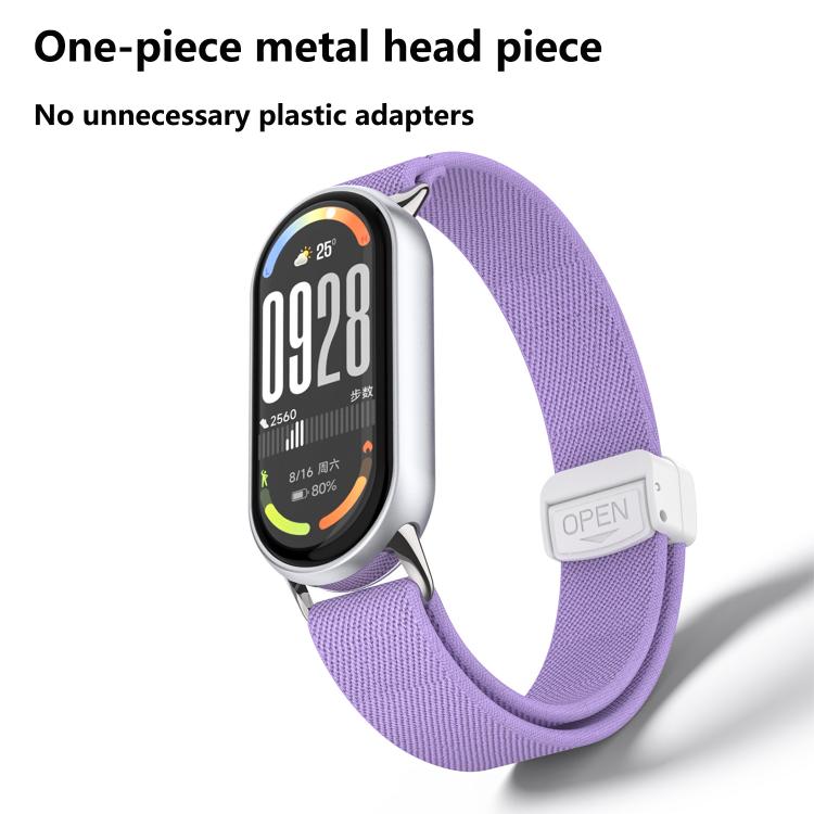 For Xiaomi Smart Band 10 / 9 / 8 Metal Head Magnetic Plastic Buckle Elastic Nylon Watch Band(Dark Green) - Mega Discount Store LebanonLebanon