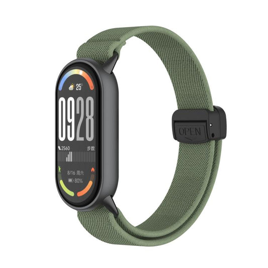 For Xiaomi Smart Band 10 / 9 / 8 Metal Head Magnetic Plastic Buckle Elastic Nylon Watch Band(Dark Green) - Mega Discount Store LebanonLebanon