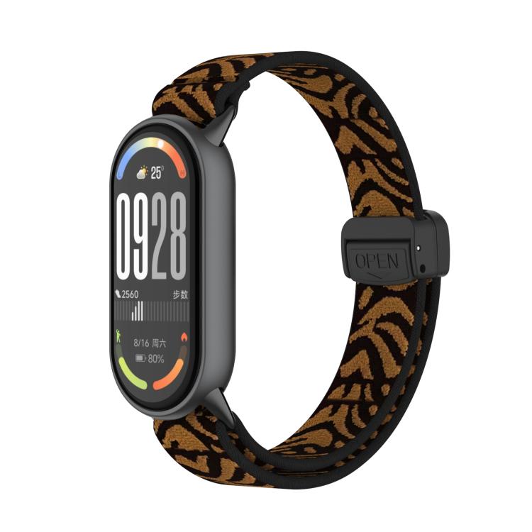 For Xiaomi Smart Band 10 / 9 / 8 Metal Head Magnetic Plastic Buckle Elastic Nylon Watch Band(Leopard) - Mega Discount Store LebanonLebanon