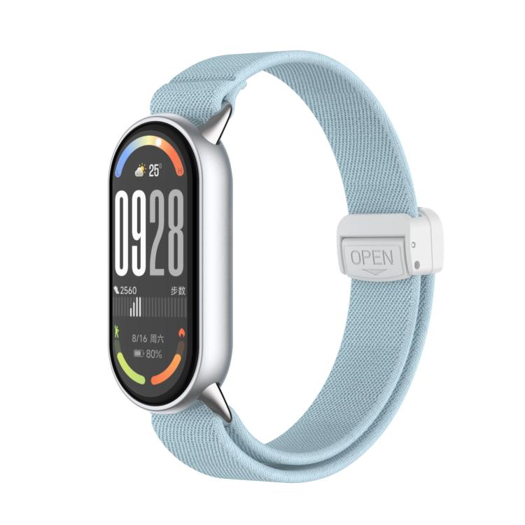 For Xiaomi Smart Band 10 / 9 / 8 Metal Head Magnetic Plastic Buckle Elastic Nylon Watch Band(Light Blue) - Mega Discount Store LebanonLebanon