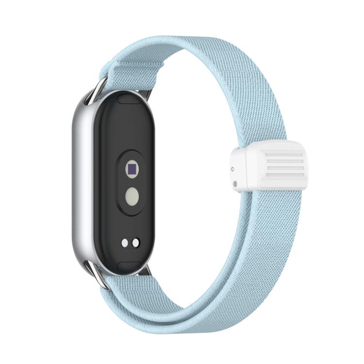 For Xiaomi Smart Band 10 / 9 / 8 Metal Head Magnetic Plastic Buckle Elastic Nylon Watch Band(Light Blue) - Mega Discount Store LebanonLebanon