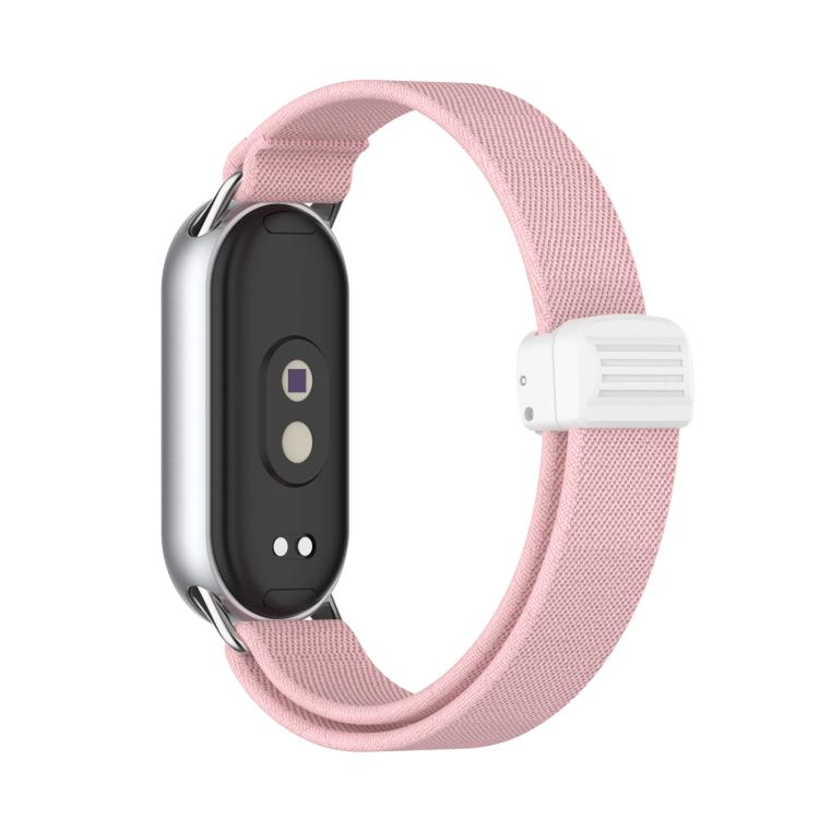 For Xiaomi Smart Band 10 / 9 / 8 Metal Head Magnetic Plastic Buckle Elastic Nylon Watch Band(Pearl Pink) - Mega Discount Store LebanonLebanon