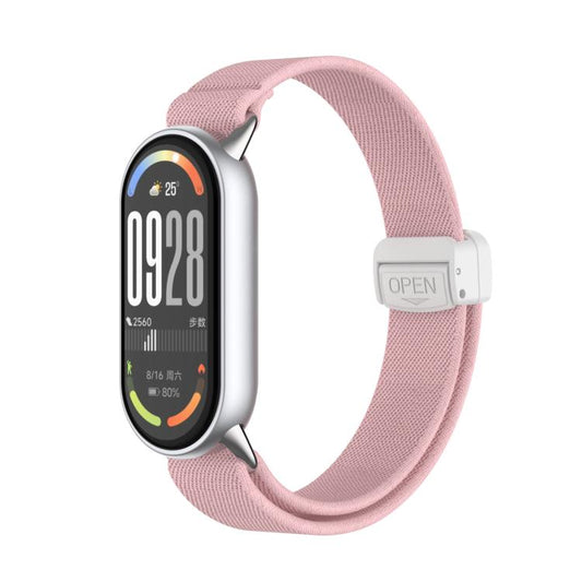 For Xiaomi Smart Band 10 / 9 / 8 Metal Head Magnetic Plastic Buckle Elastic Nylon Watch Band(Pearl Pink) - Mega Discount Store LebanonLebanon