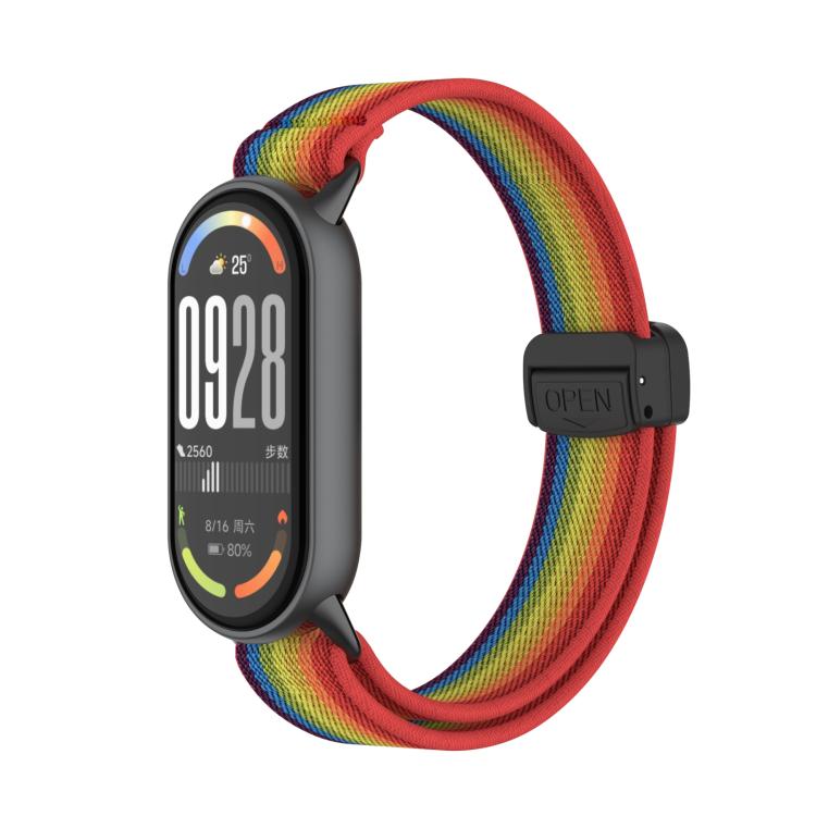 For Xiaomi Smart Band 10 / 9 / 8 Metal Head Magnetic Plastic Buckle Elastic Nylon Watch Band(Rainbow) - Mega Discount Store LebanonLebanon