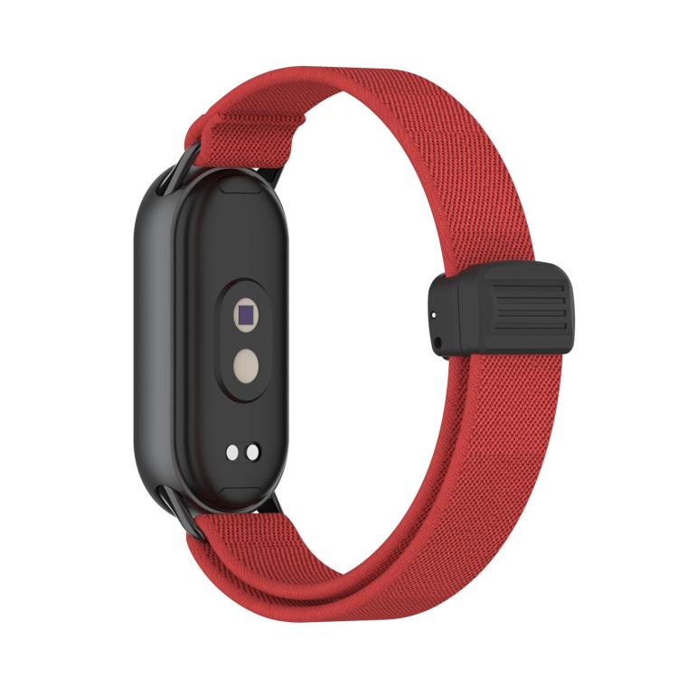 For Xiaomi Smart Band 10 / 9 / 8 Metal Head Magnetic Plastic Buckle Elastic Nylon Watch Band(Red) - Mega Discount Store LebanonLebanon