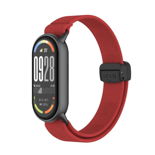 For Xiaomi Smart Band 10 / 9 / 8 Metal Head Magnetic Plastic Buckle Elastic Nylon Watch Band(Red) - Mega Discount Store LebanonLebanon