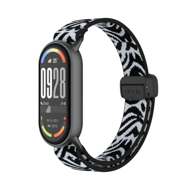 For Xiaomi Smart Band 10 / 9 / 8 Metal Head Magnetic Plastic Buckle Elastic Nylon Watch Band(Snow Leopard) - Mega Discount Store LebanonLebanon