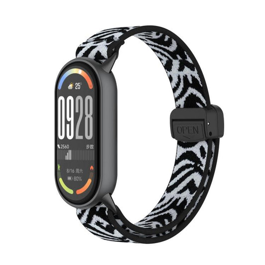 For Xiaomi Smart Band 10 / 9 / 8 Metal Head Magnetic Plastic Buckle Elastic Nylon Watch Band(Snow Leopard) - Mega Discount Store LebanonLebanon