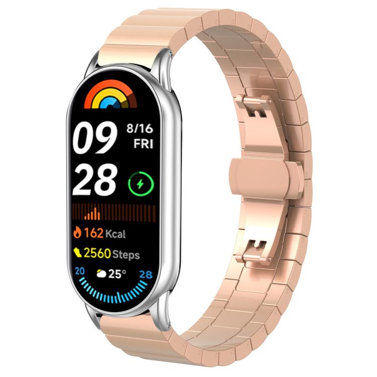 For Xiaomi Smart Band 10 / 9 / 8 NFC 14mm xDfind One - bead Bamboo Solid Stainless Steel Watch Band(Rose Gold) - Mega Discount Store LebanonLebanon