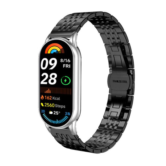 For Xiaomi Smart Band 10 / 9 / 8 NFC 14mm xDfind Seven - bead Solid Stainless Steel Watch Band(Black) - Mega Discount Store LebanonLebanon