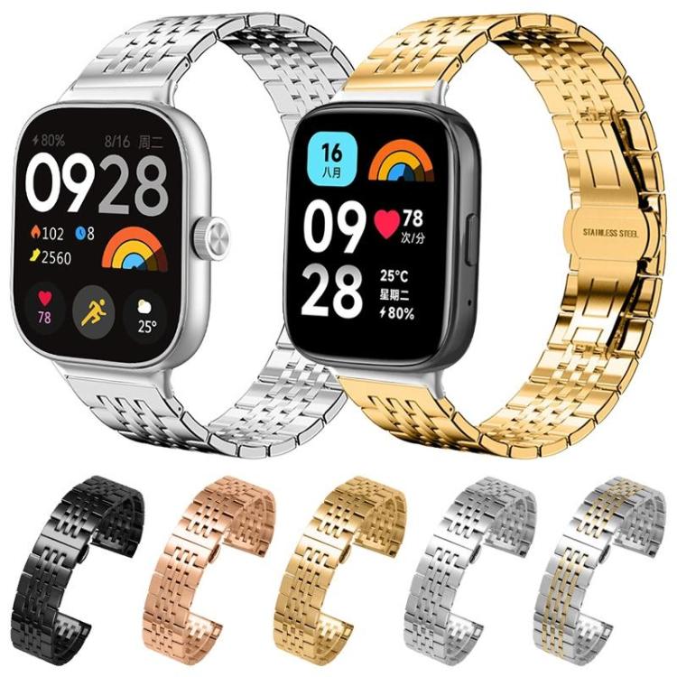 For Xiaomi Smart Band 10 / 9 / 8 NFC 14mm xDfind Seven - bead Solid Stainless Steel Watch Band(Silver) - Mega Discount Store LebanonLebanon