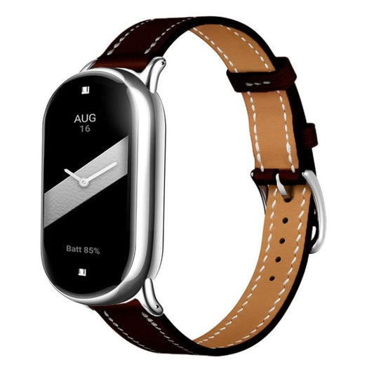 For Xiaomi Smart Band 10 / 9 / 8 Slim Silver Buckle Leather Watch Band(Black) - Mega Discount Store LebanonLebanon