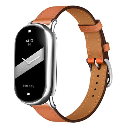 For Xiaomi Smart Band 10 / 9 / 8 Slim Silver Buckle Leather Watch Band(Brown) - Mega Discount Store LebanonLebanon