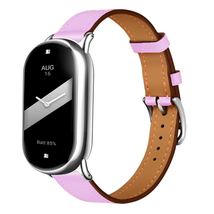 For Xiaomi Smart Band 10 / 9 / 8 Slim Silver Buckle Leather Watch Band(Light Purple) - Mega Discount Store LebanonLebanon