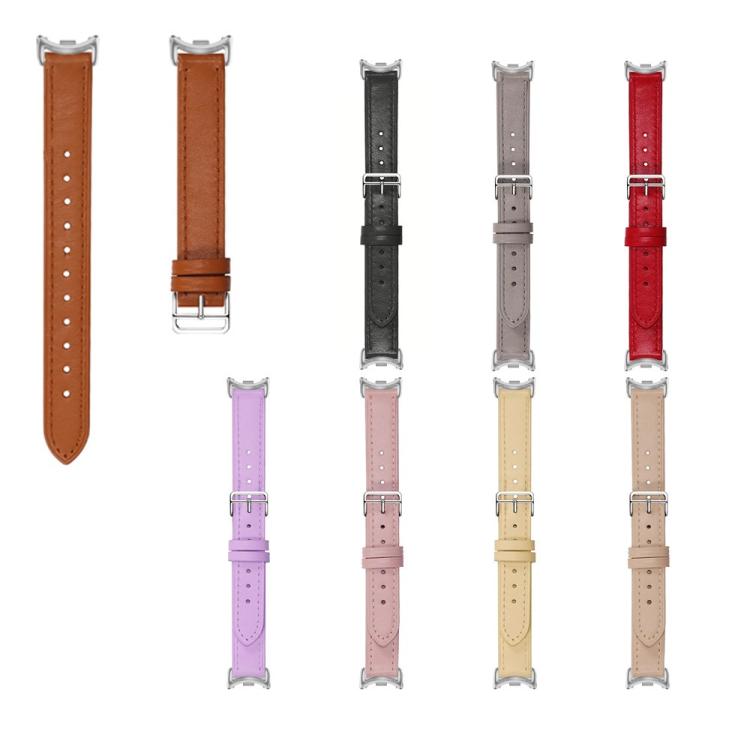 For Xiaomi Smart Band 10 / 9 / 8 Slim Silver Buckle Leather Watch Band(Litchi Texture Black) - Mega Discount Store LebanonLebanon