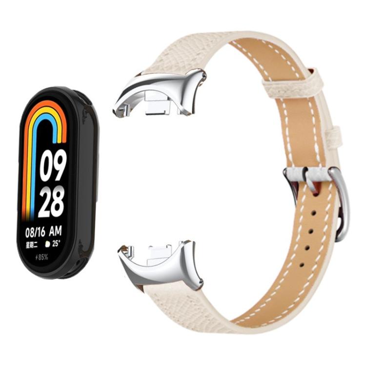 For Xiaomi Smart Band 10 / 9 / 8 Slim Silver Buckle Leather Watch Band(Litchi Texture Brown) - Mega Discount Store LebanonLebanon