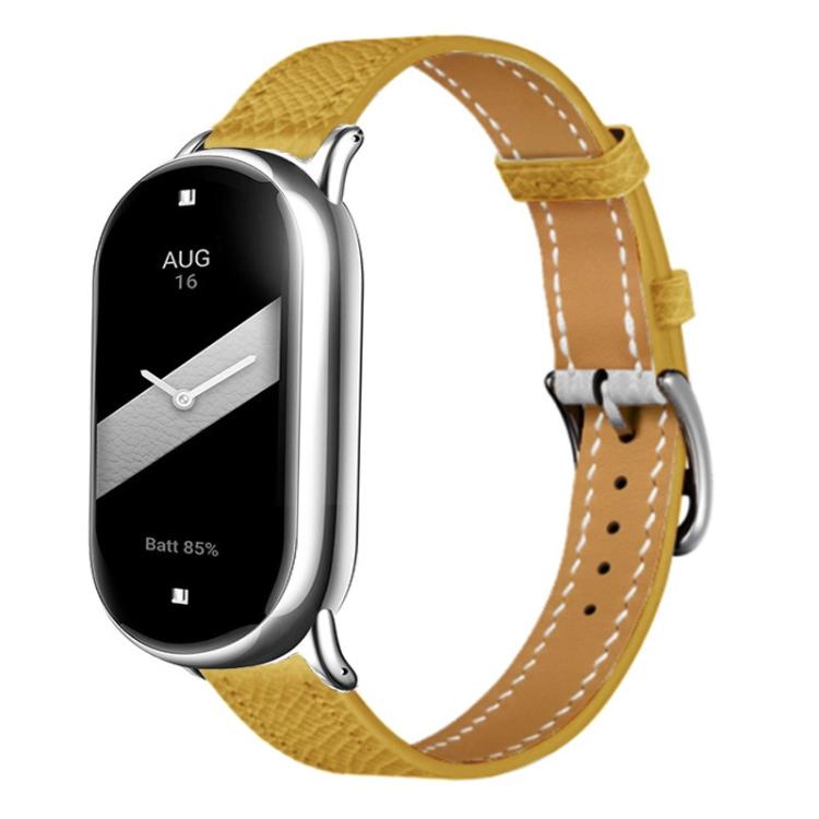 For Xiaomi Smart Band 10 / 9 / 8 Slim Silver Buckle Leather Watch Band(Litchi Texture Brown) - Mega Discount Store LebanonLebanon