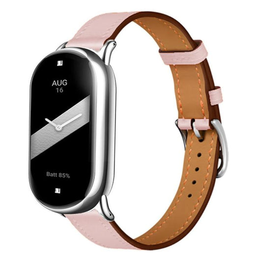 For Xiaomi Smart Band 10 / 9 / 8 Slim Silver Buckle Leather Watch Band(Pink) - Mega Discount Store LebanonLebanon