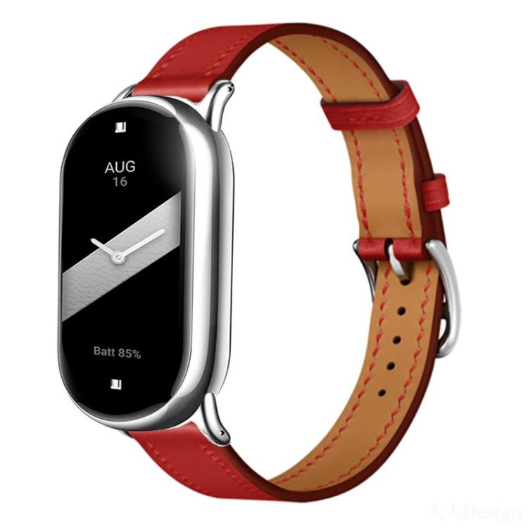 For Xiaomi Smart Band 10 / 9 / 8 Slim Silver Buckle Leather Watch Band(Red) - Mega Discount Store LebanonLebanon