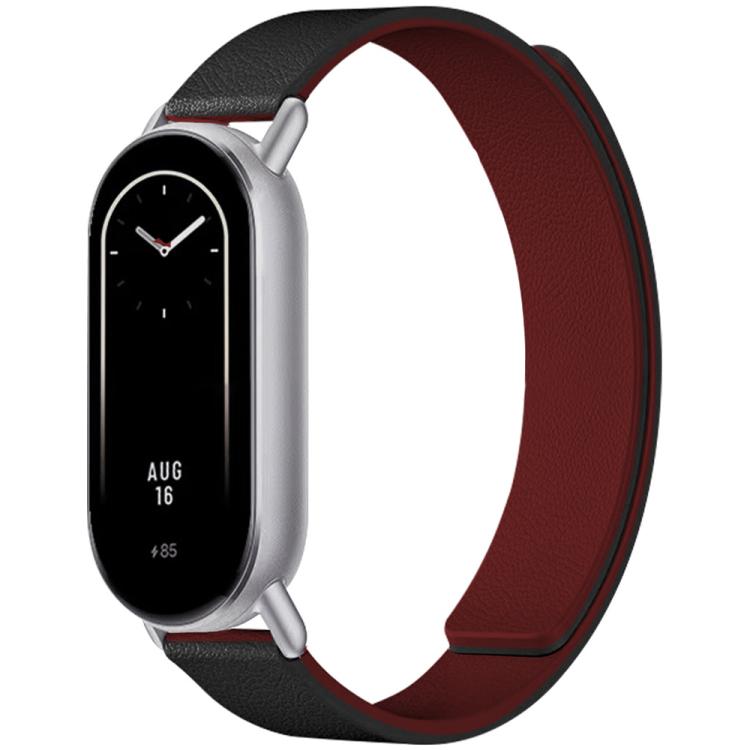 For Xiaomi Smart Bnad 10 / 9 / 8 xDfind Litchi Texture Magnetic Silicone Watch Band(Black Red) - Mega Discount Store LebanonLebanon